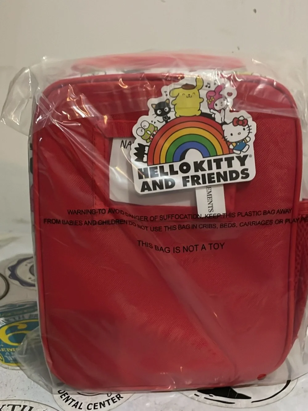 Hello Kitty White and Red Kids Backpack with Character Print